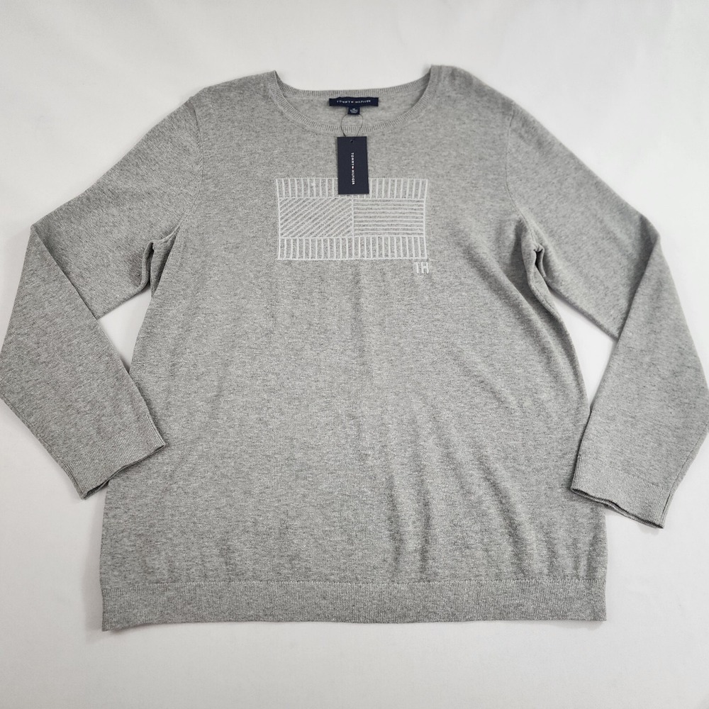 TOMMY HILFIGER Sweater Womens Extra Large XL Grey J39S0451 MHG $69 Ladies